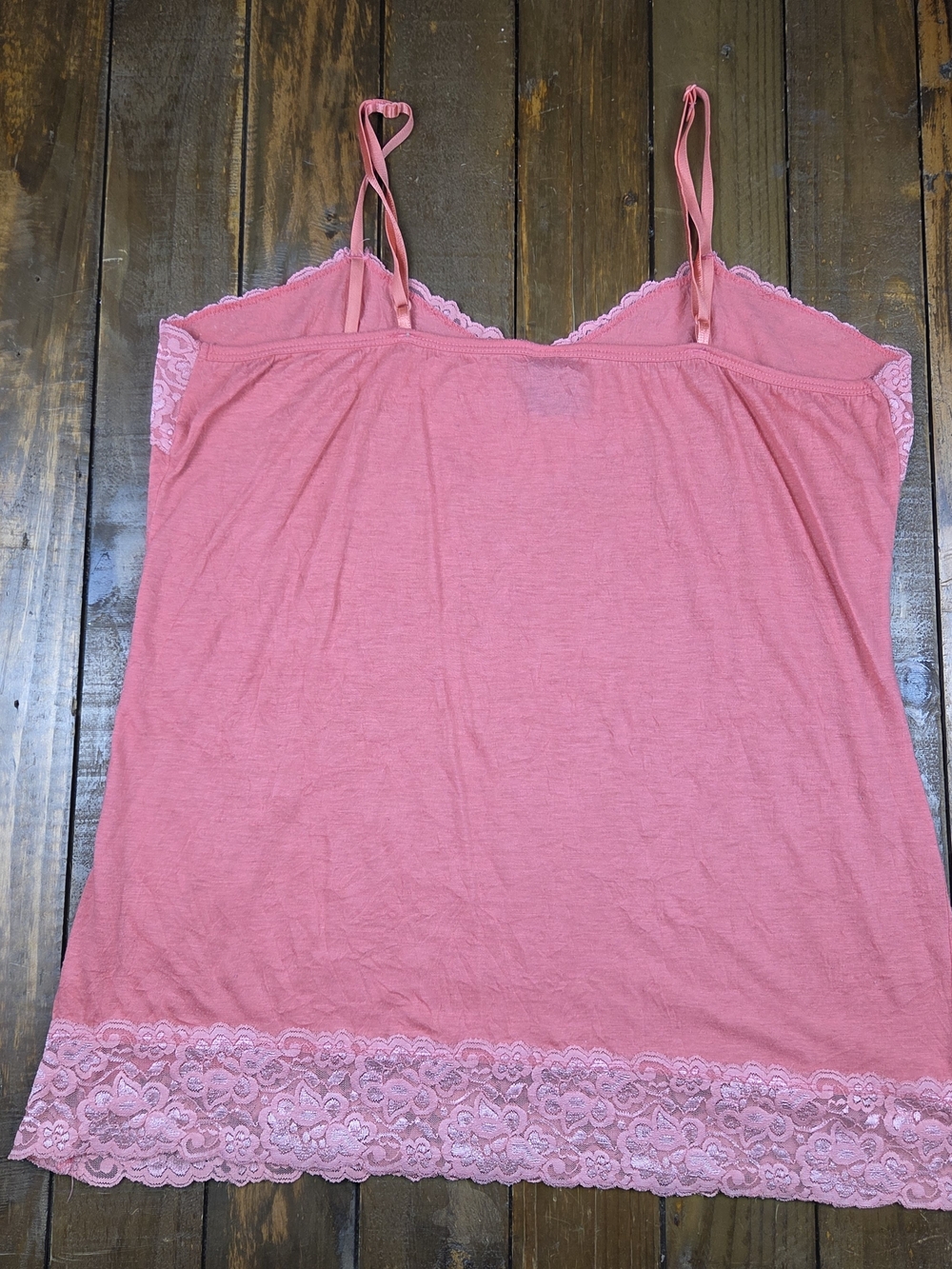 Womens Vintage Coral Coloral Lace Trim Camisole Size 2XL Adjustable Straps - Picture 4 of 4